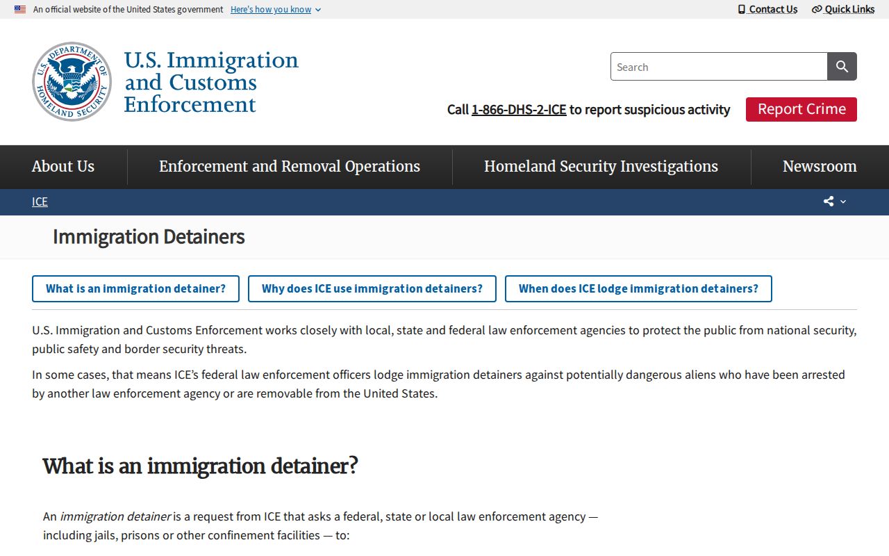 ICE detainer transfer information for a Scott County custody release