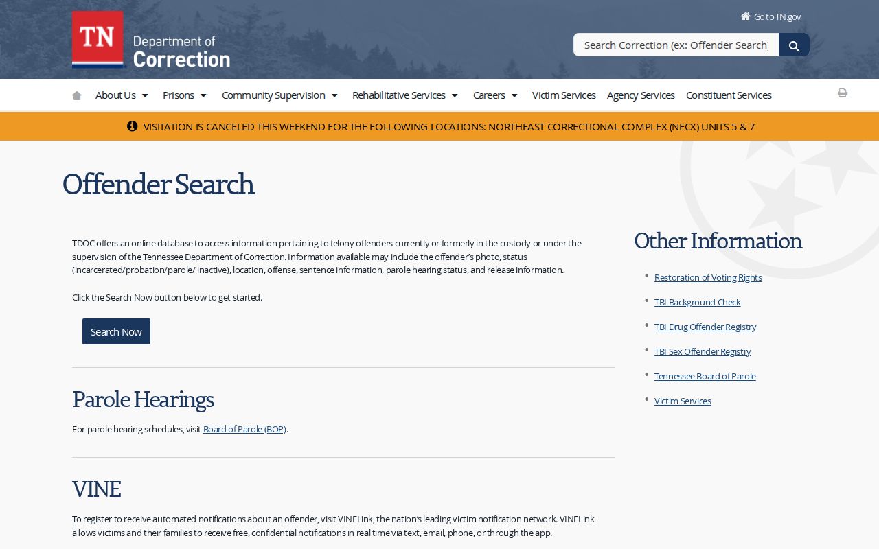 Scott County released inmate TDOC FOIL overview